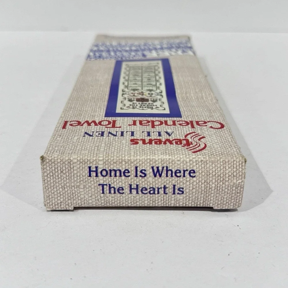 Vintage 1983 Stevens All Linen Calendar Towel Home Is Where‎ The Heart Is w/Box